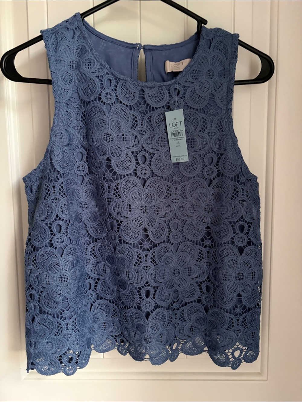 LOFT Blue Floral Crochet Sleeveless Camisole